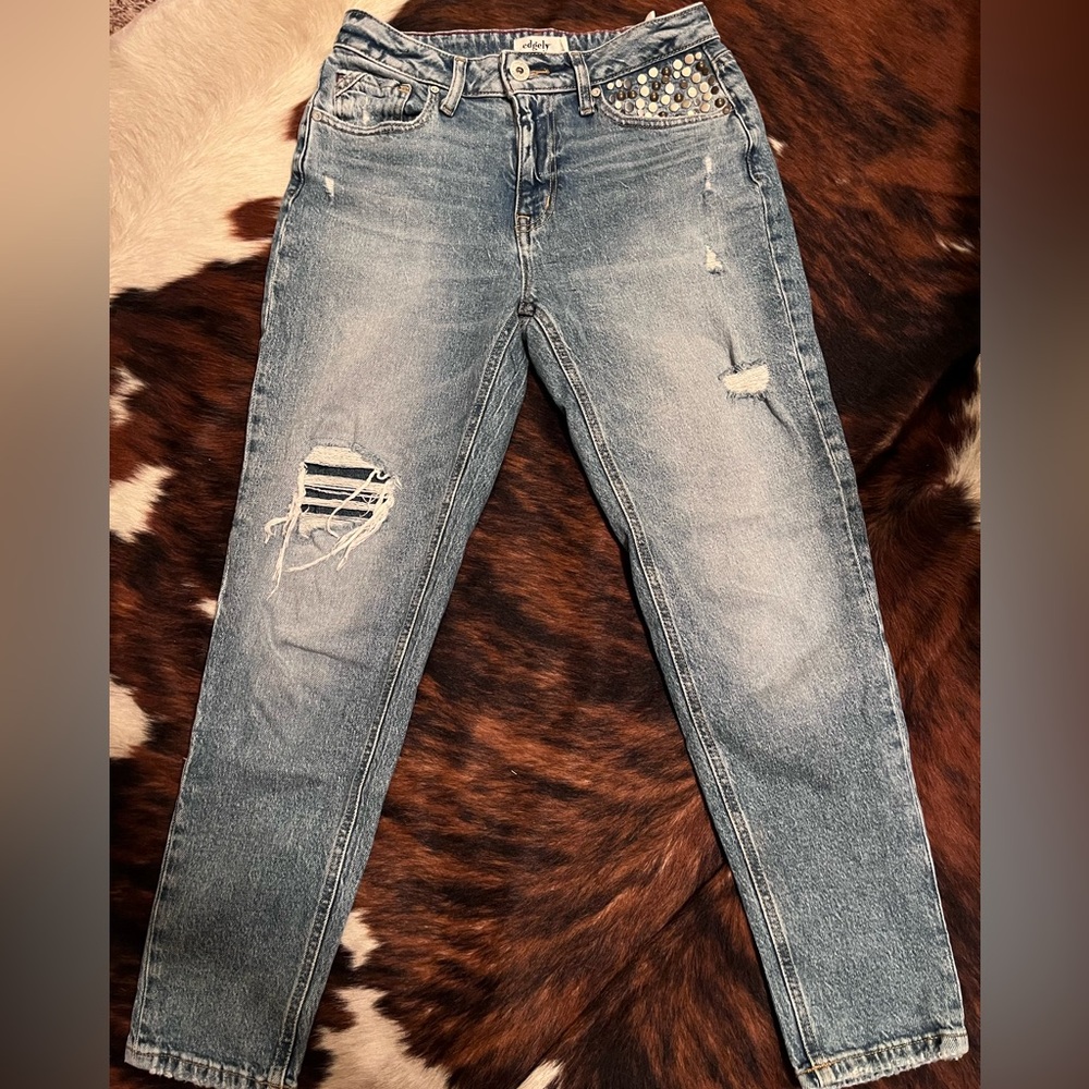 Edge Light Blue Distressed Boyfriend Jeans